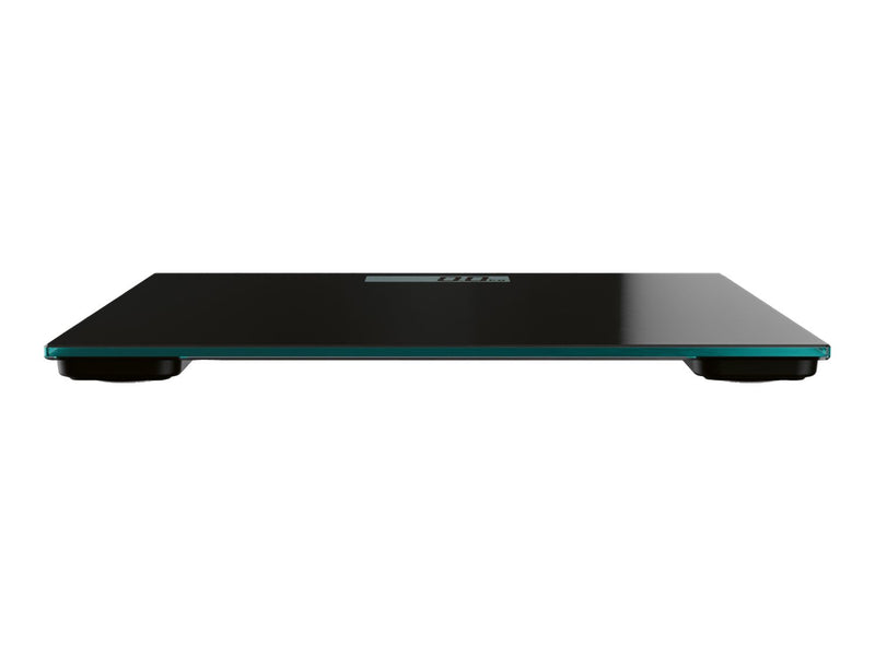 Black bathroom scales with LCD display and safety glass (British brand)