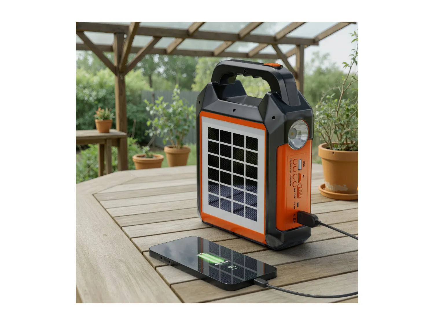 Multifunction solar station with LED light, radio and power bank - British product