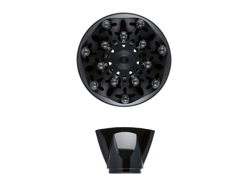 Ionic hair dryer with diffuser and nozzle (British brand)