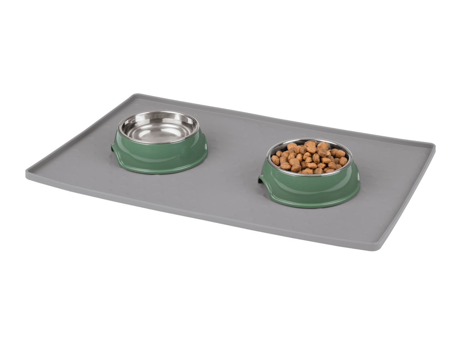 Feeding mat for pet bowls with raised edge (British brand)