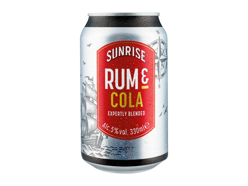 Ready-to-drink rum and cola 5% 330ml can (British brand)