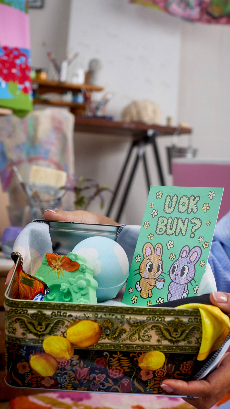 U OK BUN? postcard, imported from the UK