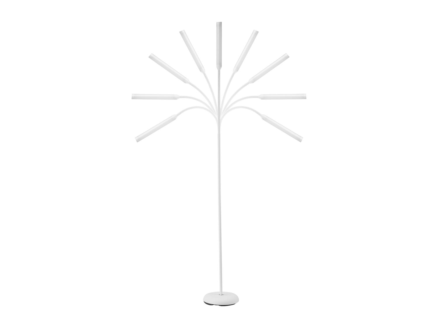 White LED floor lamp with adjustable gooseneck and touch dimmer (British brand)