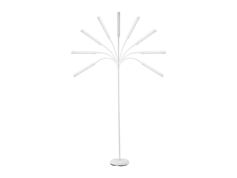 White LED floor lamp with adjustable gooseneck and touch dimmer (British brand)