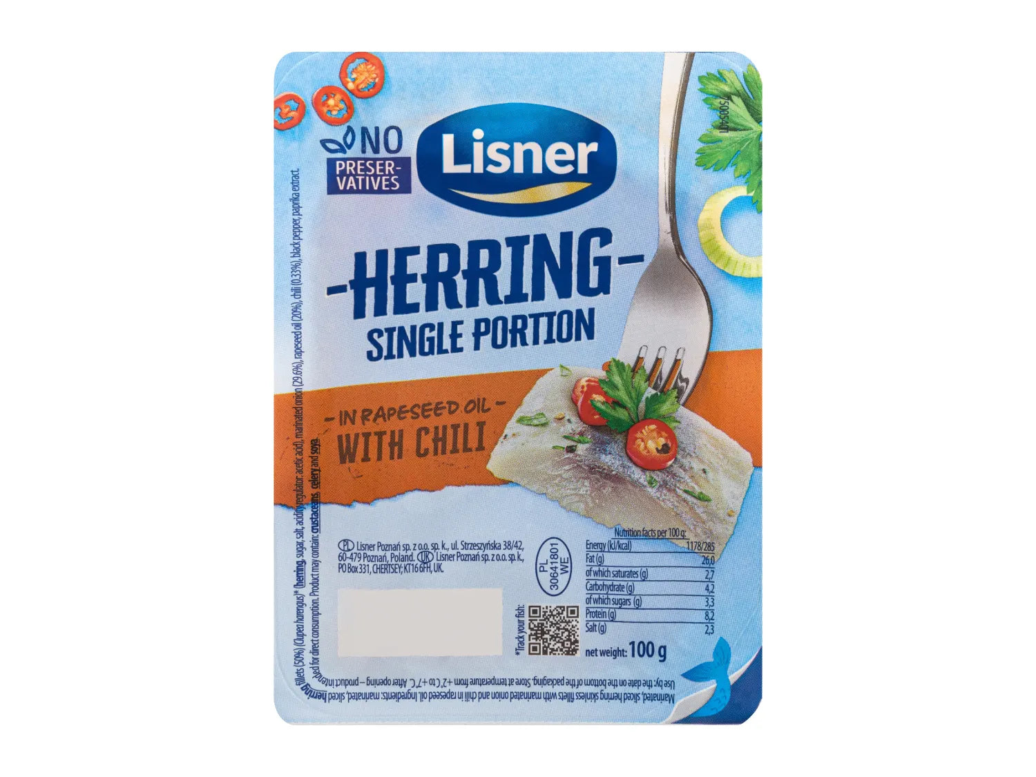 Herring assorted pack in three flavours Onion Dill Lemon Chilli, UK version