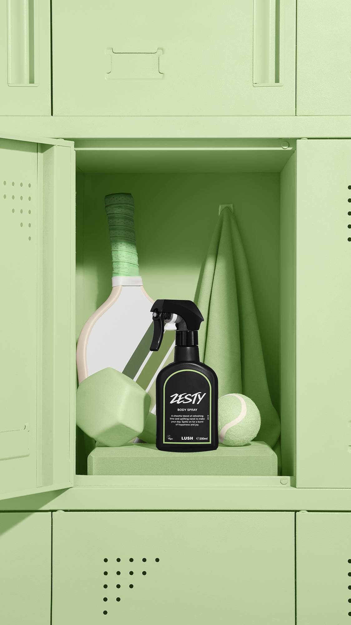 Lush Zesty body spray in lime and neroli, imported from the UK