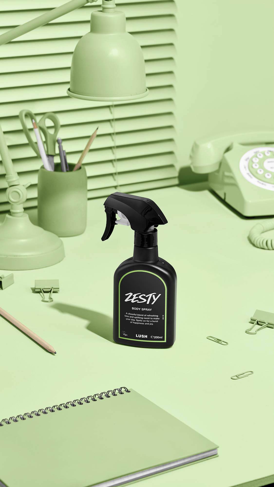 Lush Zesty body spray in lime and neroli, imported from the UK