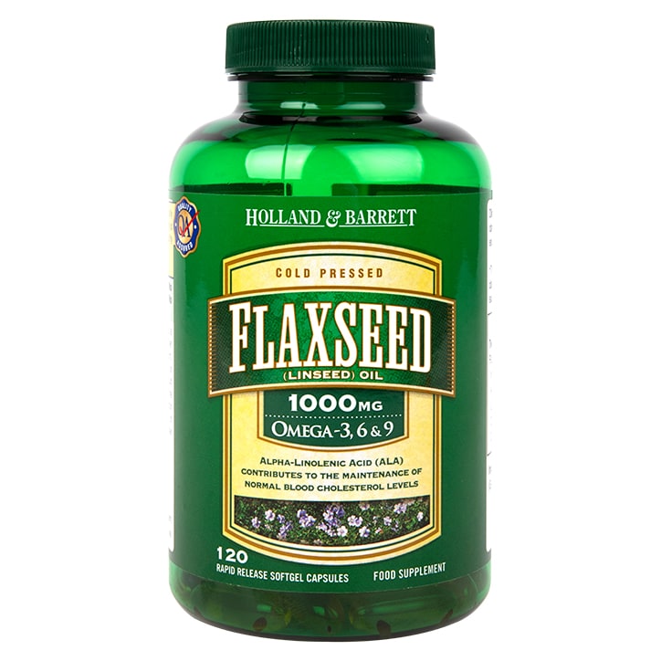 Holland & Barrett Flaxseed Linseed Oil 120 Capsules 1000mg Omega 3 Supplements & Fish Oils Holland&Barrett Title  