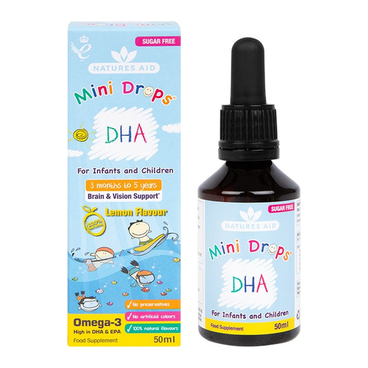 Nature's Aid DHA Drops Lemon 50ml Children's Health Vitamins Holland&Barrett Title  