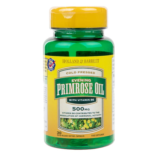 Holland & Barrett Natural Evening Primrose Oil 30 Capsules 500mg plus Vitamin B6 Evening Primrose Oil Capsules Holland&Barrett Title  