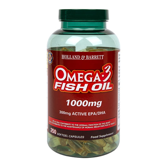 Holland & Barrett Omega 3 Fish Oil Concentrate 250 Capsules 1000mg Omega 3 Supplements & Fish Oils Holland&Barrett Title  