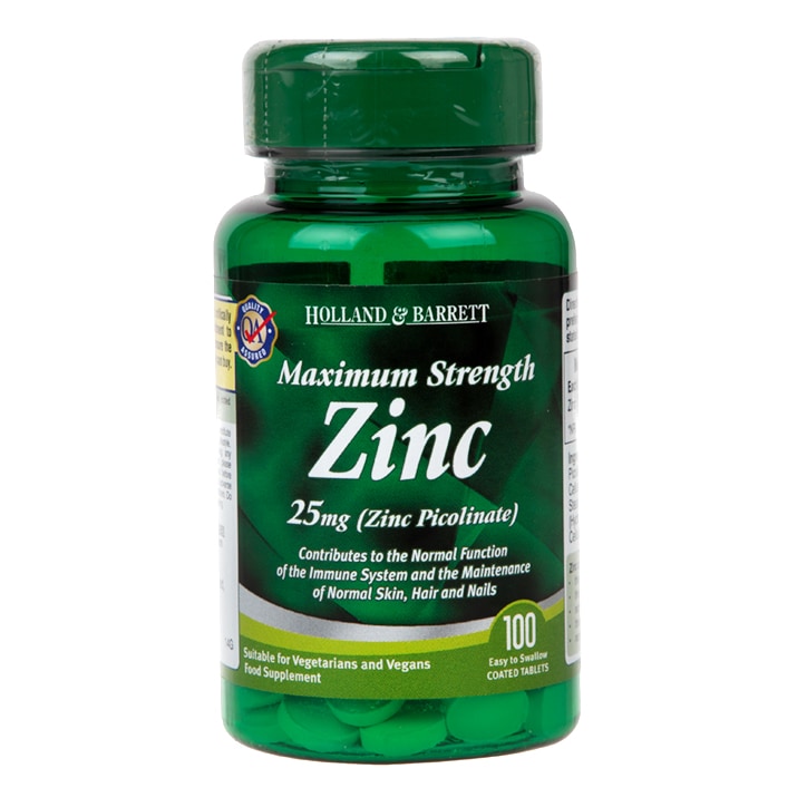 Holland & Barrett Zinc Picolinate 100 Tablets 25mg Zinc Supplements Holland&Barrett   