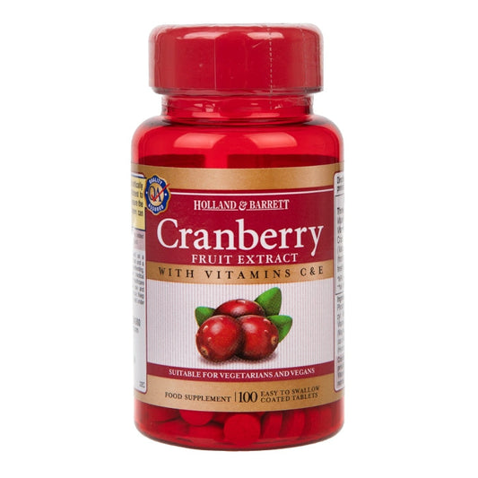 Holland & Barrett Cranberry Fruit Extract 100 Tablets Plant Sourced Supplements Holland&Barrett   