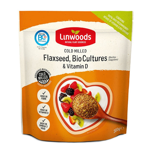 Linwoods Milled Flaxseed with Biocultures & Vitamin D 360g Breakfast Sprinkles & Toppers Holland&Barrett   