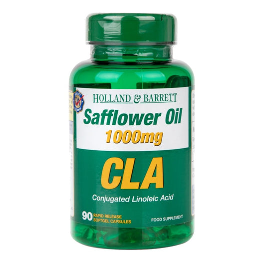 Holland & Barrett Safflower Oil 1000mg CLA 90 Capsules Omega 3 Supplements & Fish Oils Holland&Barrett   