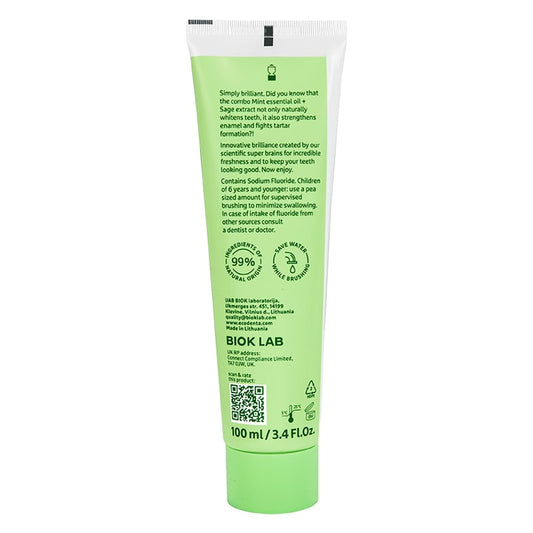 Ecodenta Whitening Toothpaste with Mint Oil, Sage Extract and Kalident 100ml Dental Care Holland&Barrett   