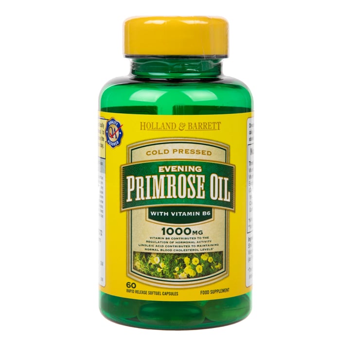 Holland & Barrett Natural Evening Primrose Oil 60 Capsules 1000mg plus Vitamin B6 Evening Primrose Oil Capsules Holland&Barrett   