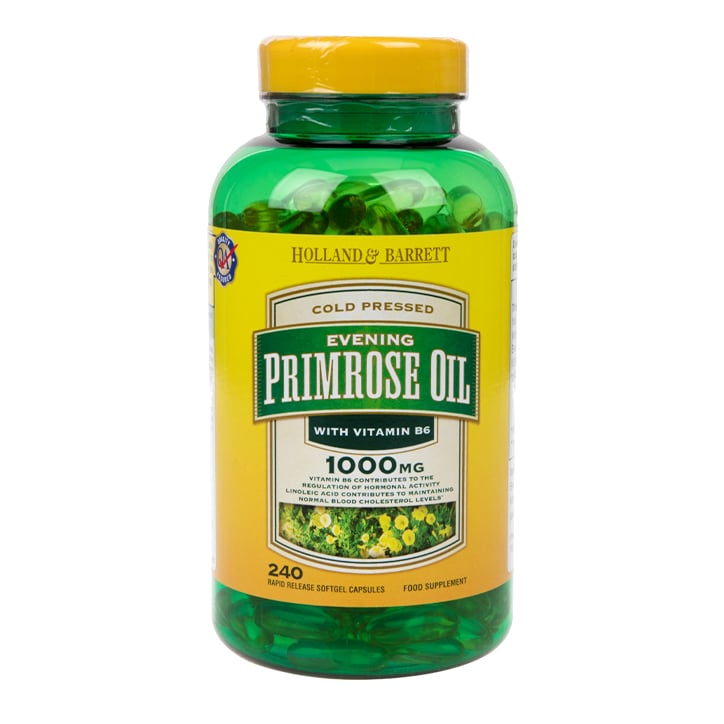 Holland & Barrett Natural Evening Primrose Oil 240 Capsules 1000mg plus Vitamin B6 Evening Primrose Oil Capsules Holland&Barrett   