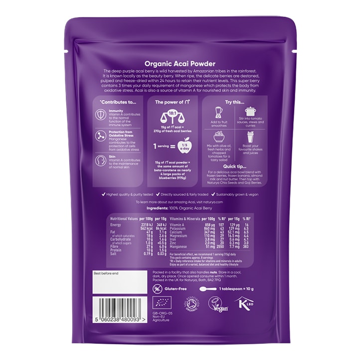 Naturya Organic Acai Powder 80g Superfood Powders Holland&Barrett   