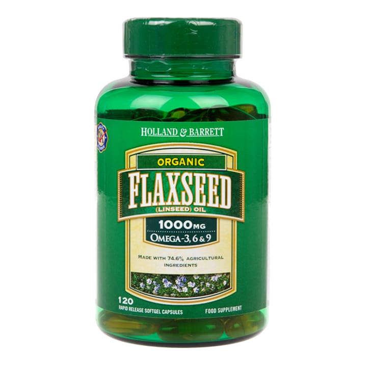 Holland & Barrett Flaxseed Oil Organic 120 Capsules 1000mg GOODS Holland&Barrett   