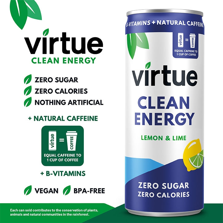 Virtue Clean Energy Lemon & Lime 250ml Energy Drinks Holland&Barrett   