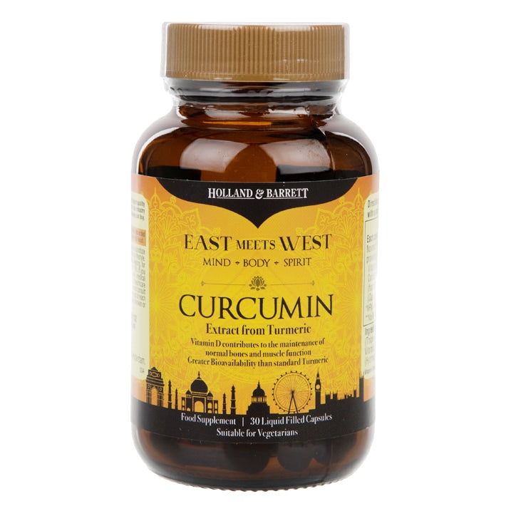 Holland & Barrett East Meets West Curcumin 30 Capsules Plant Sourced Supplements Holland&Barrett   