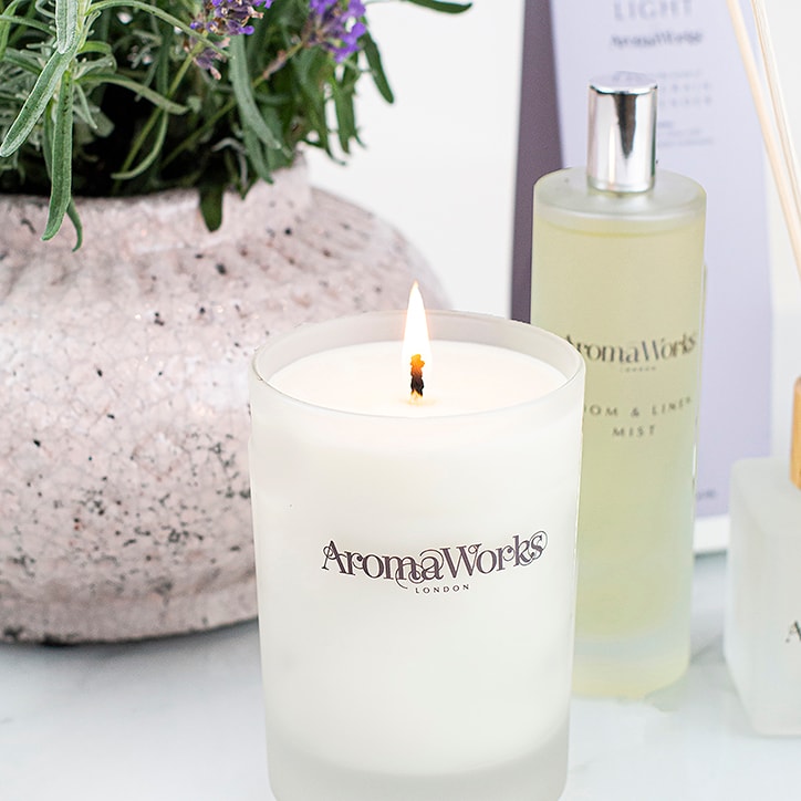 AromaWorks Lavender & Petitgrain Candle Home Fragrance Holland&Barrett   