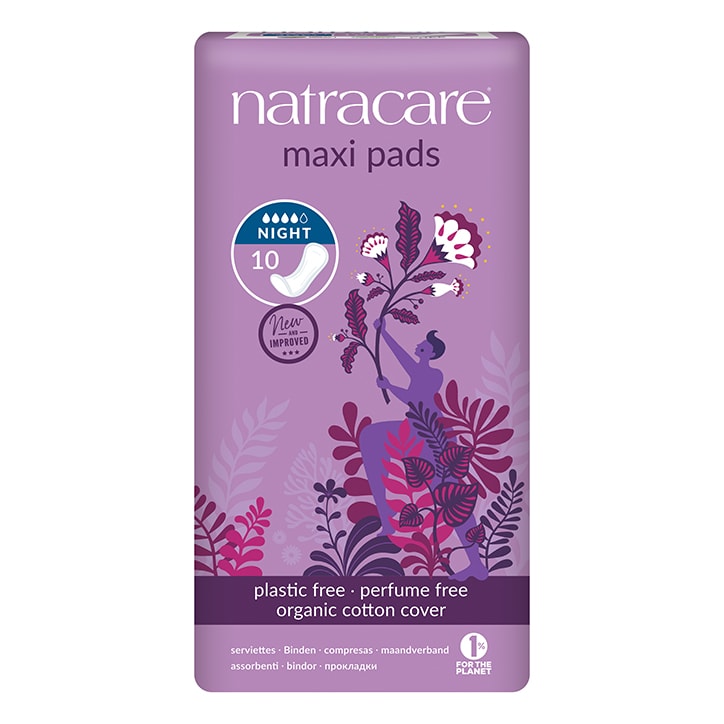 Natracare Natural Organic Maxi Pads Night Time 10 Sanitary Towels & Panty Liners Holland&Barrett   