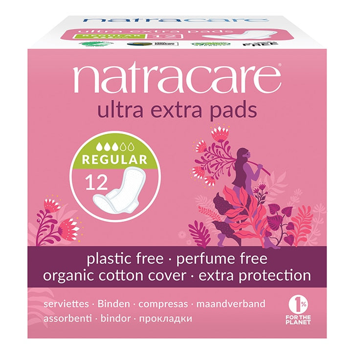 Natracare Natural Organic Ultra Extra Pads with Wings 12 Normal Sanitary Towels & Panty Liners Holland&Barrett   