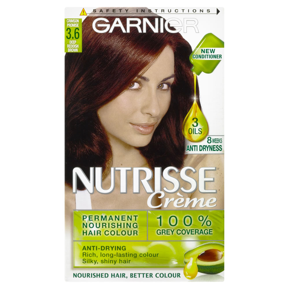 kæmpe stor eftertænksom fyrretræ Garnier Nutrisse 3.6 Deep Reddish Brown Permanent Hair Dye