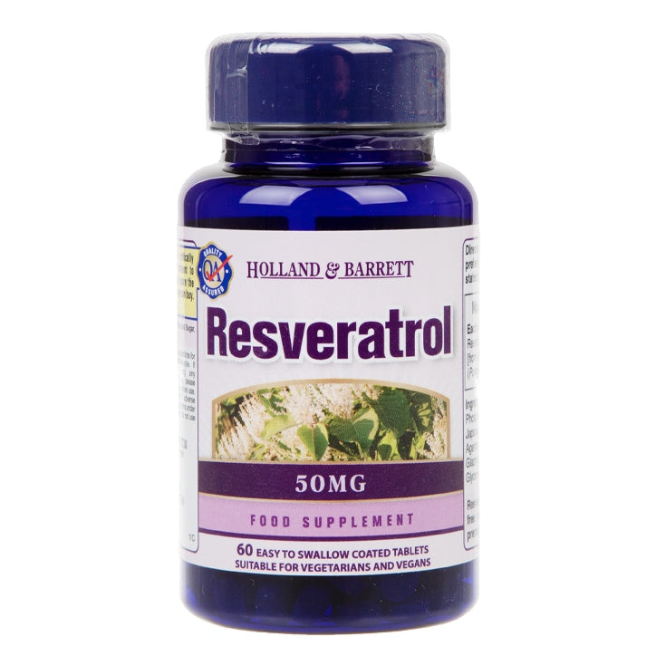 Holland & Barrett Resveratrol 60 Tablets 50mg Plant Sourced Supplements Holland&Barrett   