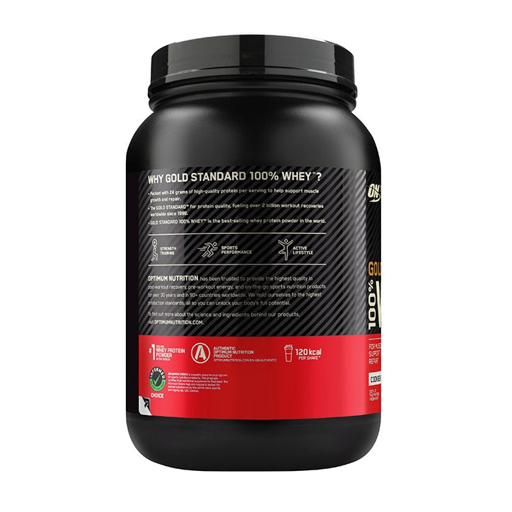 Optimum Nutrition Gold Standard 100% Whey Powder Cookies & Cream 908g Whey Protein Holland&Barrett   