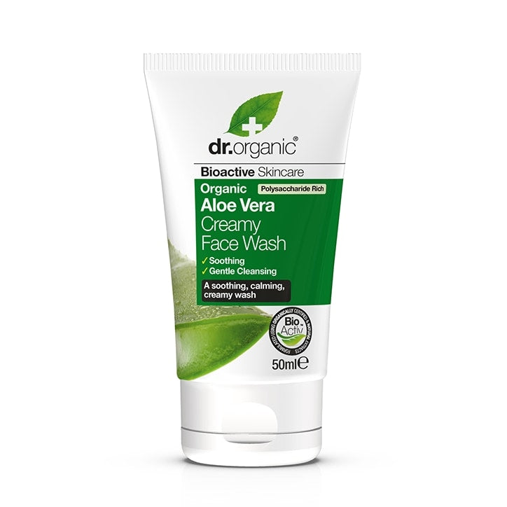 Dr Organic Aloe Vera Creamy Face Wash Travel Mini 50ml Face Wash Holland&Barrett   