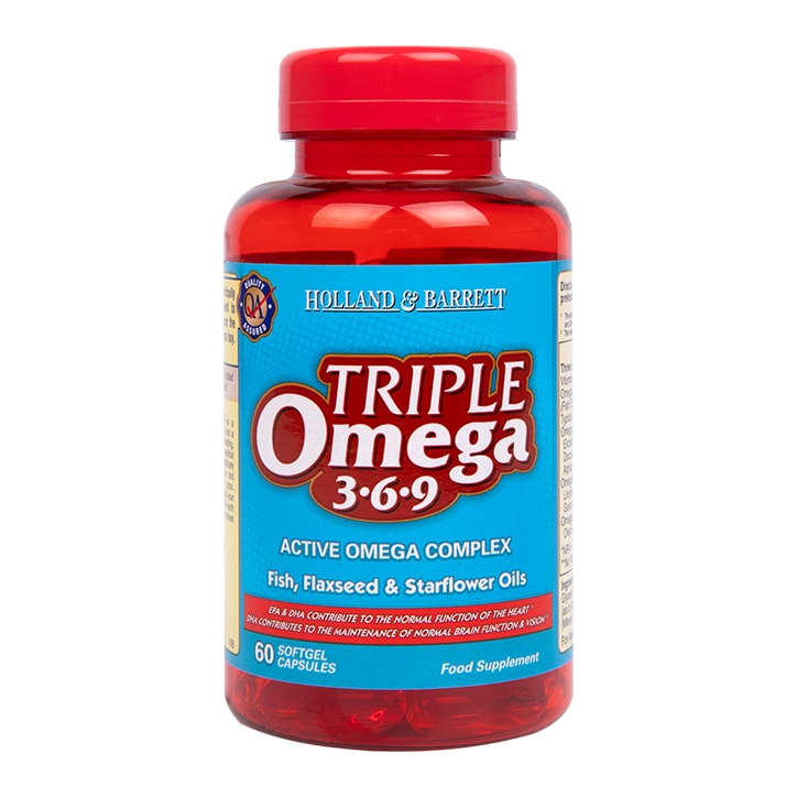 Holland & Barrett Triple Omega 369 60 Capsules 1000mg Omega 3 Supplements & Fish Oils Holland&Barrett   