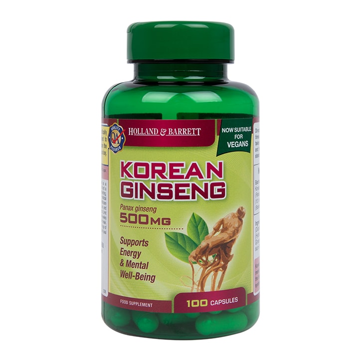 Holland & Barrett Korean Ginseng 500mg 100 Capsules