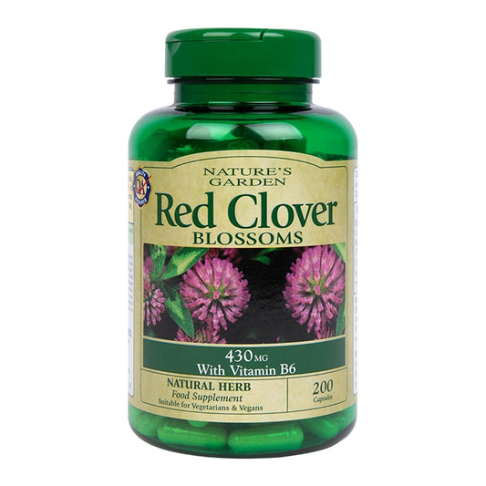 Nature's Garden Red Clover Blossoms with Vitamin B6 430mg 200 Capsules Herbal & Licensed Remedies Holland&Barrett   