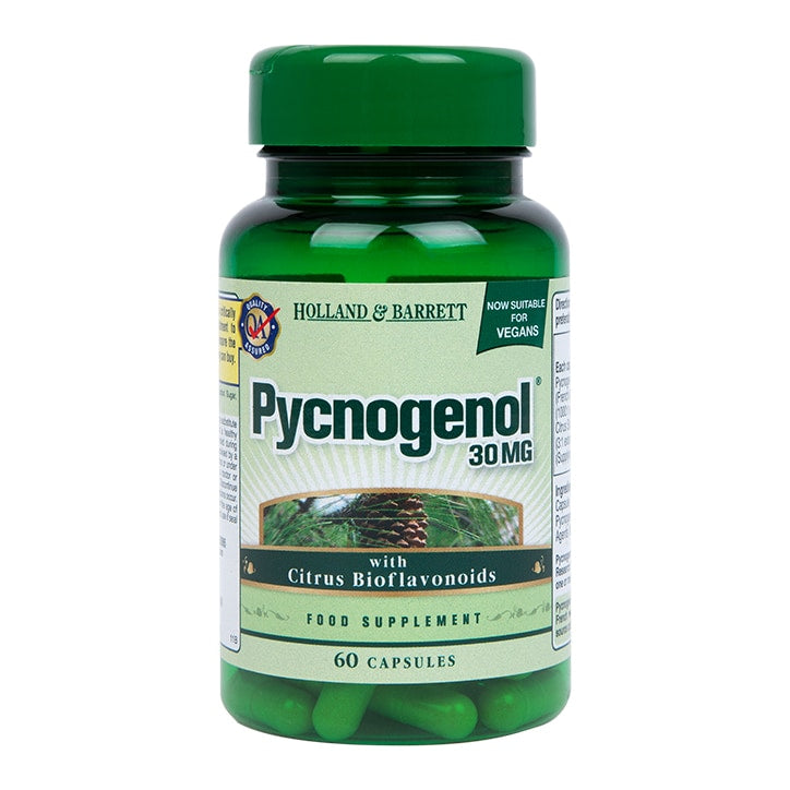 Holland & Barrett Pycnogenol 60 Capsules 30mg Plant Sourced Supplements Holland&Barrett   