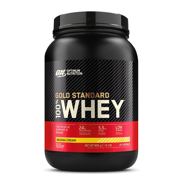 Optimum Nutrition Gold Standard 100% Whey Powder Banana Cream 900g Whey Protein Holland&Barrett   