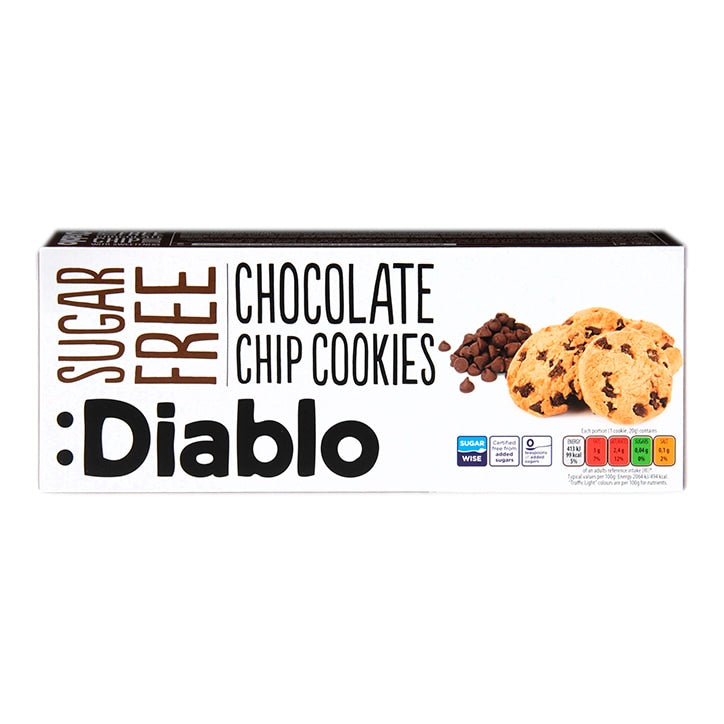 Diablo Sugar Free Chocolate Chip Cookies 130g Chocolate, Cakes & Biscuits Holland&Barrett   