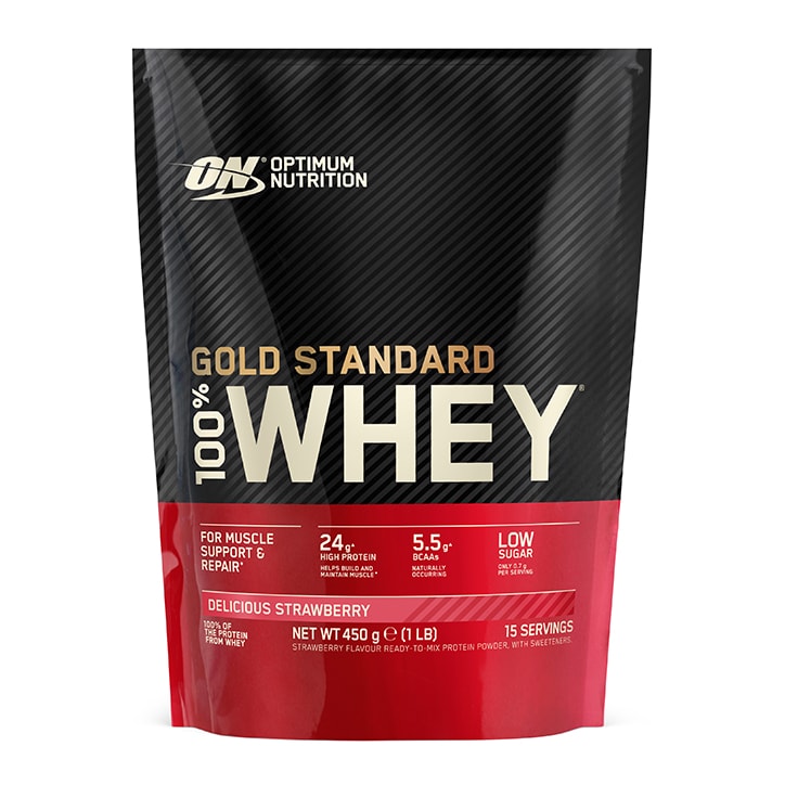 Optimum Nutrition Gold Standard 100% Whey Powder Strawberry 450g Whey Protein Holland&Barrett   