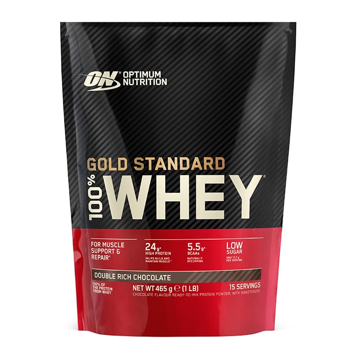 Optimum Nutrition Gold Standard 100% Whey Powder Double Rich Chocolate 465g Whey Protein Holland&Barrett   