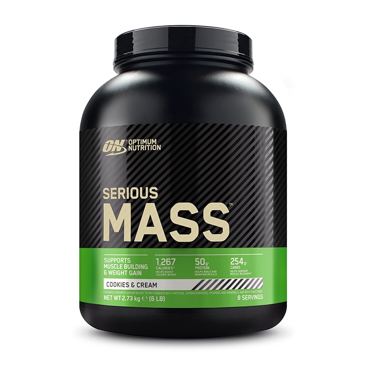 Optimum Nutrition Serious Mass Powder Cookies & Cream 2.7kg Mass Gainer Proteins Holland&Barrett   