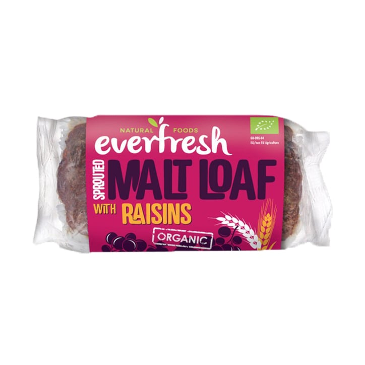 Everfresh Sprouted Malt Loaf with Raisins 330g Bread Baking Holland&Barrett   