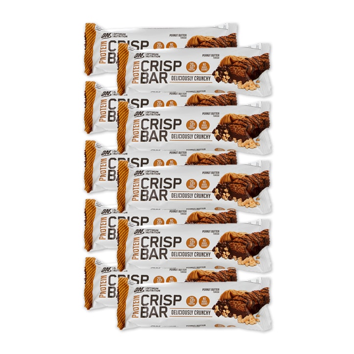 Optimum Nutrition Crisp Protein Bar Choc Peanut Butter Full Box 10 x 65g Protein Bars Holland&Barrett   