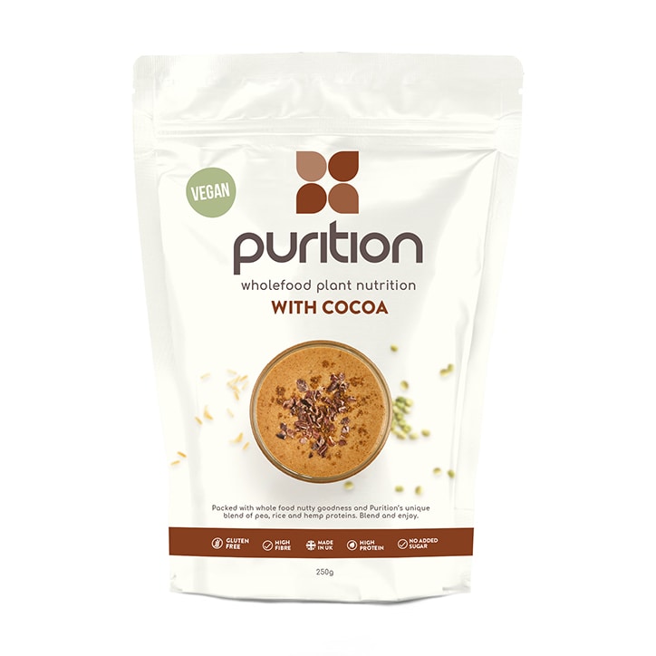 Purition Vegan Wholefood Nutrition Chocolate 250g Meal Replacements Proteins & Shakes Holland&Barrett   