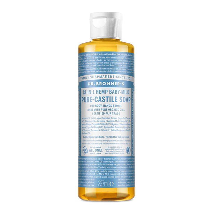 Dr Bronner's Baby Unscented Pure-Castile Liquid Soap 237ml Natural Soaps Holland&Barrett   