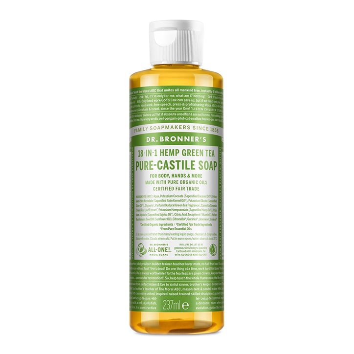 Dr Bronner's Green Tea Pure-Castile Liquid Soap 237ml Natural Soaps Holland&Barrett   