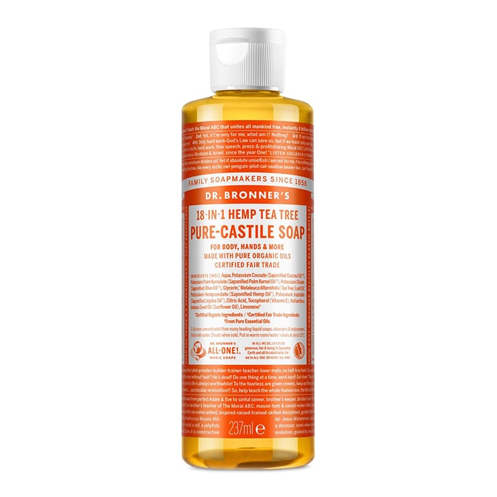 Dr Bronner's Tea Tree Pure-Castile Liquid Soap 237ml Natural Soaps Holland&Barrett   