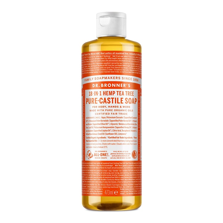 Dr Bronner's Tea Tree Pure-Castile Liquid Soap 473ml Natural Soaps Holland&Barrett   