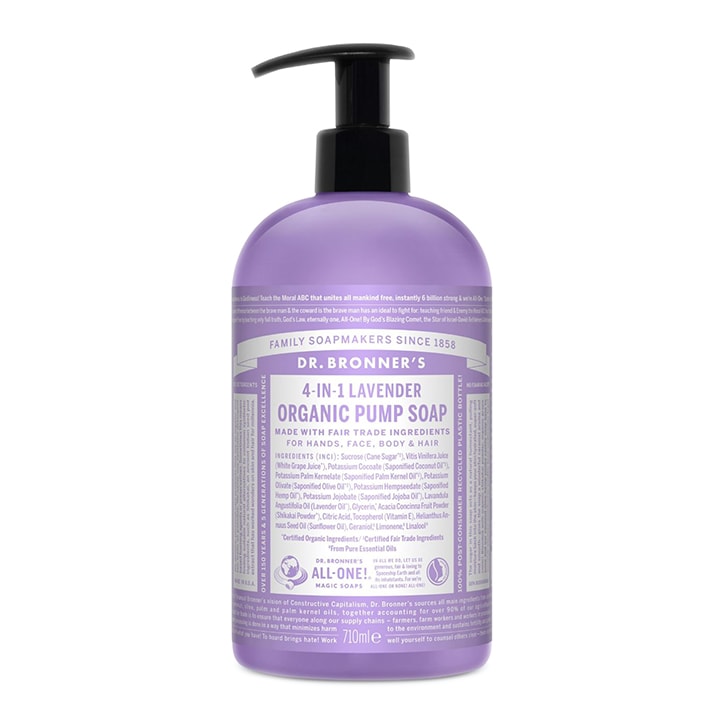 Dr Bronner's Sugar Lavender Organic Pump Soap 710ml Natural Soaps Holland&Barrett   